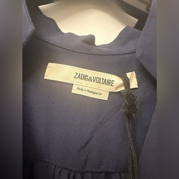 Zadig & Voltaire women Faux Wrap Short Mini Dress Small Navy Reveal Viscose $498 - Picture 6 of 8